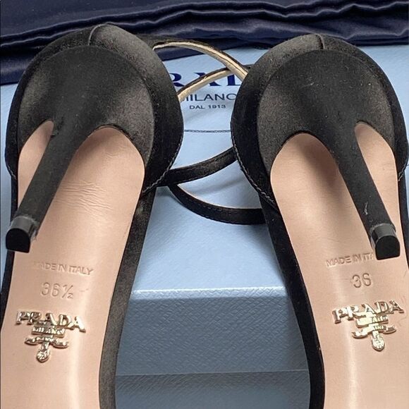 PRADA Crystal Embellished Satin Sandals - Picture 12 of 13